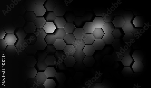 Fototapeta Naklejka Na Ścianę i Meble -  3d hexagon abstract background. Technological concept. beautiful texture dark background illustration