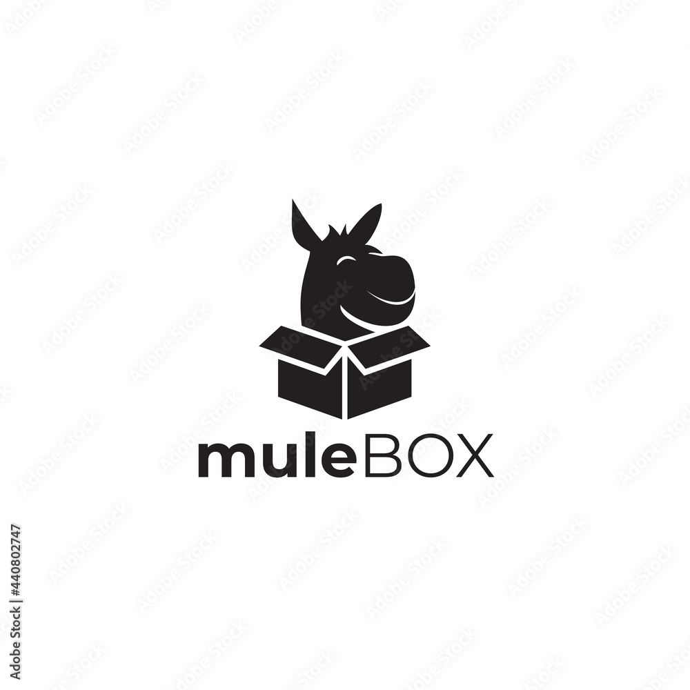 mulebox logo, fun head mule and box vector mulebox logo, fun head mule and box vector