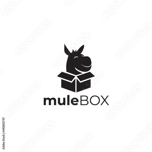 mulebox logo, fun head mule and box vector