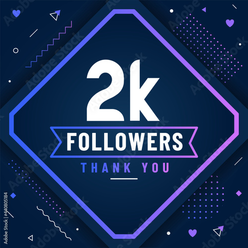 Thank you 2K followers, 2000 followers celebration modern colorful design.