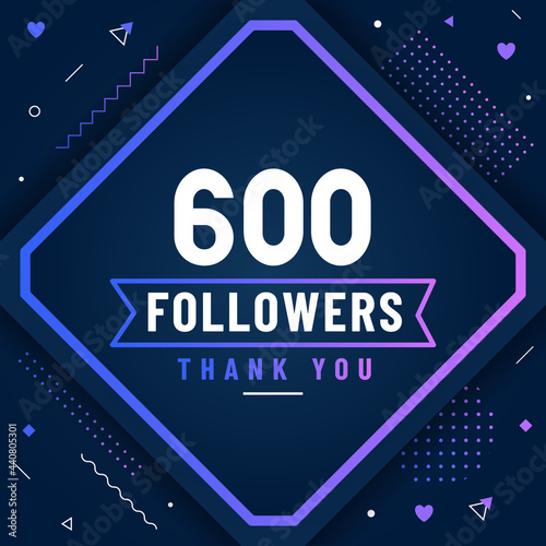 Thank you 600 followers celebration modern colorful design.