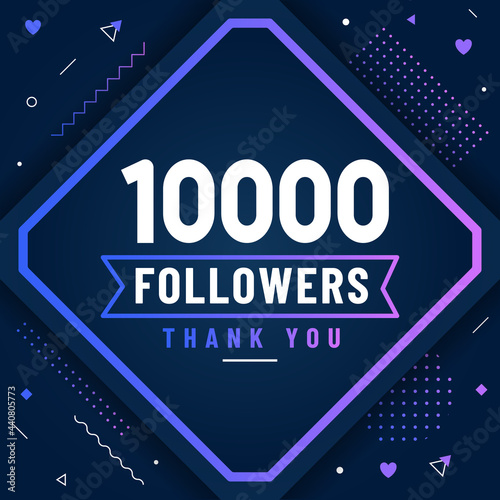Thank you 10000 followers, 10K followers celebration modern colorful design.