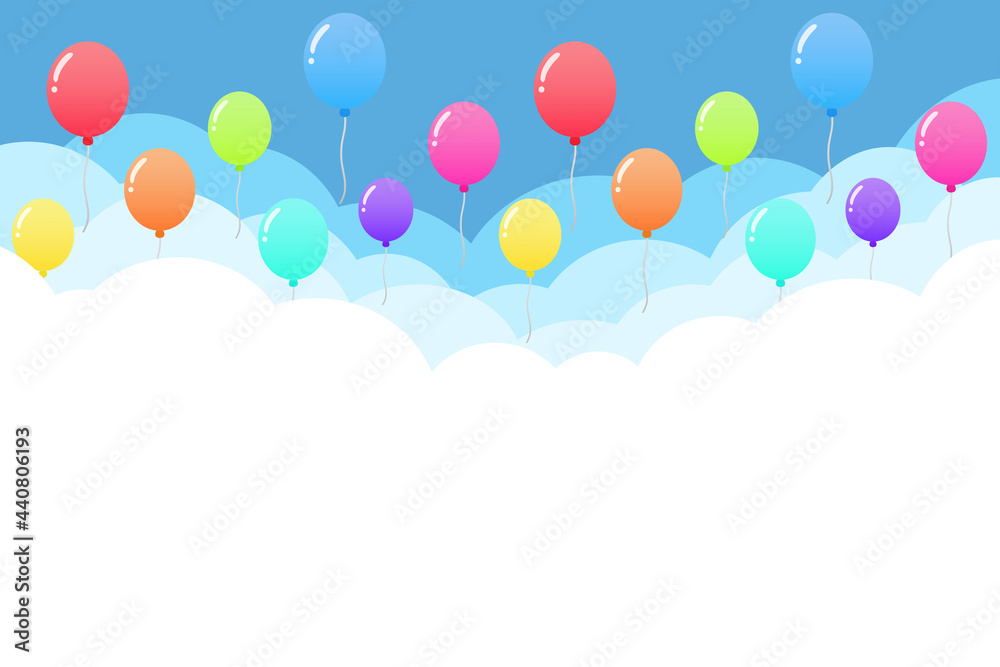 雲と風船の背景 長方形 Stock Illustration Adobe Stock
