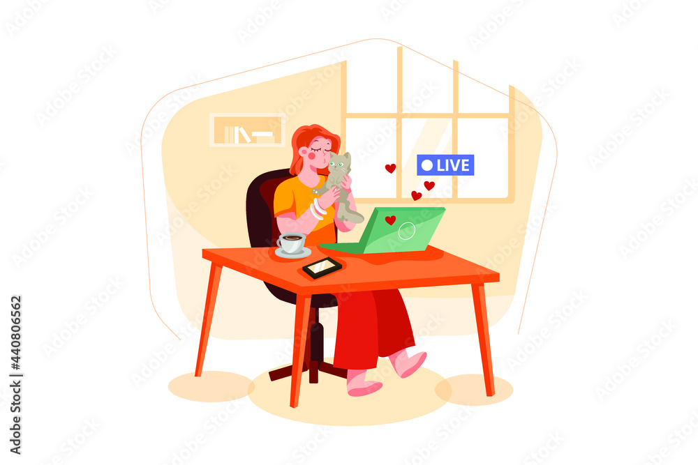 Influencer girl vlog broadcasting Influencer girl vlog broadcasting
