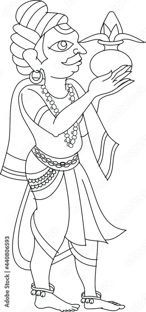 Fototapeta premium worriers getting ready or heading for war, Kalamkari Indian traditional folk art on linen fabrics