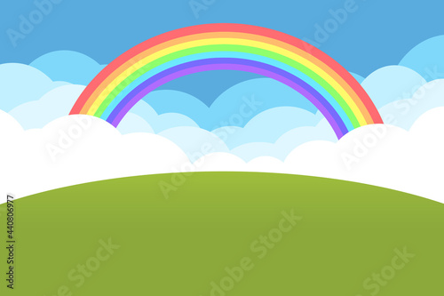 山と雲の背景 長方形 虹