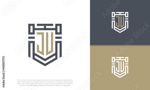 Luxury Shield Letter JV. JU Logo Design. Initial Letter Logo. photo