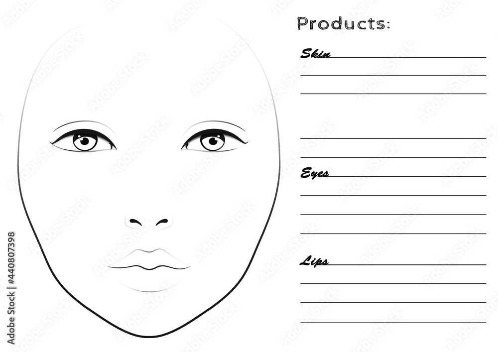 Face chart for make up artist Face chart for make up artist
