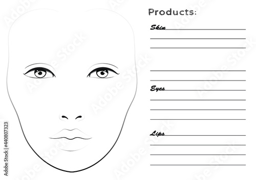 Face chart for make up artist