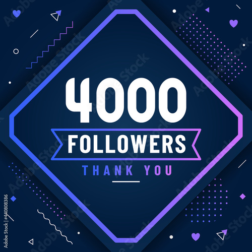 Thank you 4000 followers, 4K followers celebration modern colorful design.