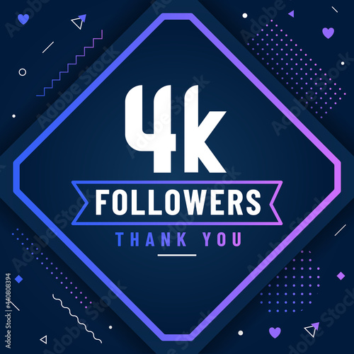 Thank you 4K followers, 4000 followers celebration modern colorful design.