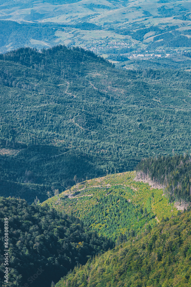 Fototapeta premium Majestic Carpathian Mountain Gemba, Pylypets', part of Borzhava mountain system. Mountain landscape. Ukraine.