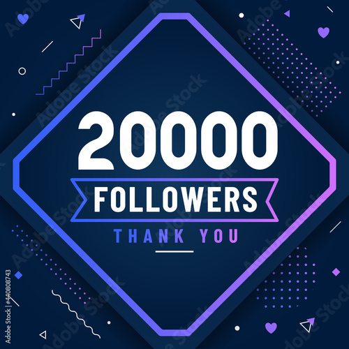 Thank you 20000 followers, 20K followers celebration modern colorful design.