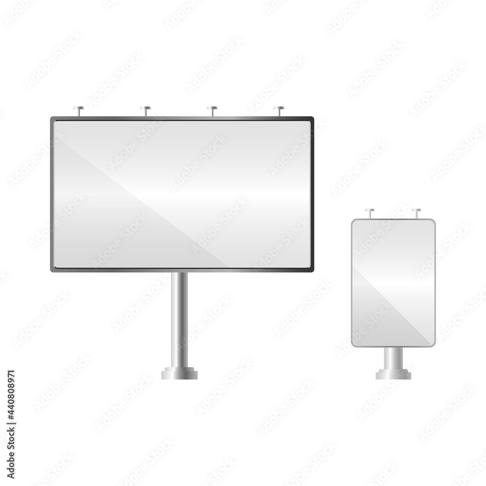 Fototapeta premium Blank billboard. Mockup and template for your advertisement and design. Realistic advertising constructions and light boxes. Outdoor big board. Vector illustration.