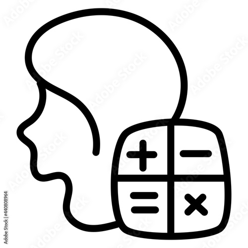 Avatar with calculator, linear design icon of mathematician