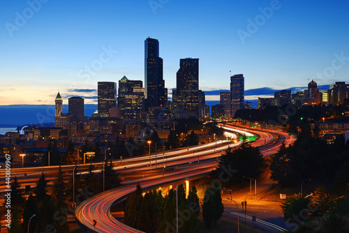 seattle downtown with highway