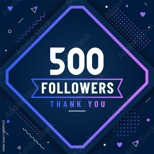 Thank you 500 followers celebration modern colorful design.