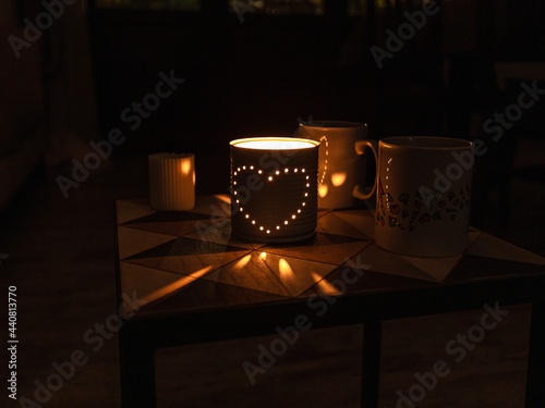 Lantern can heart. Zero waste Candle holder tin cans. Gift friend of the environment