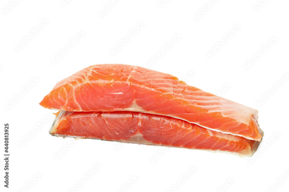 Fresh raw salmon isolated on white background