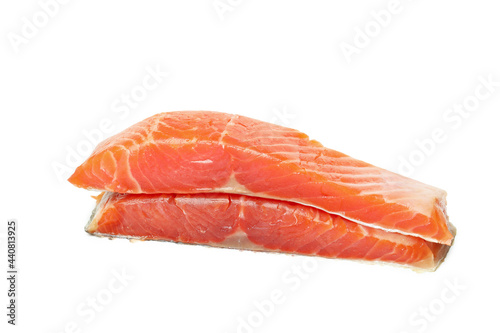 Fresh raw salmon isolated on white background