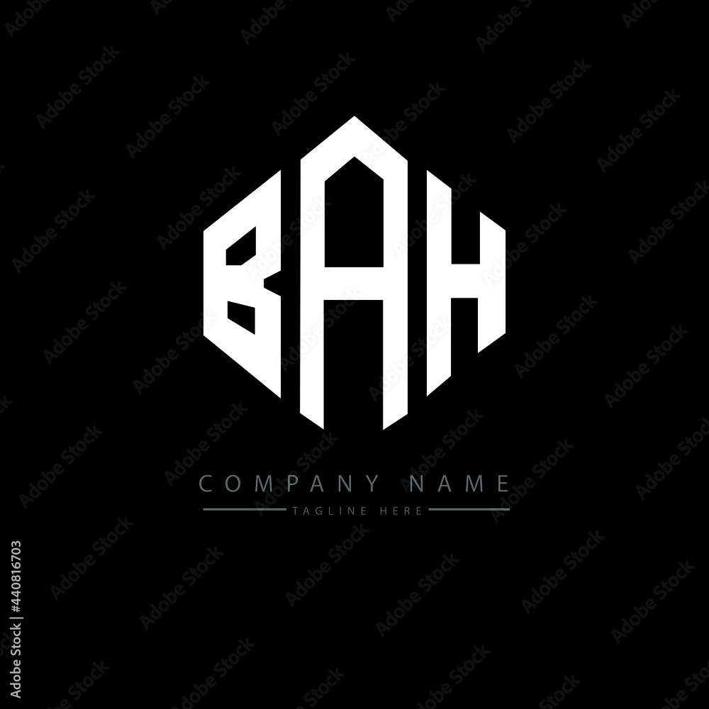BAH letter logo design with polygon shape. BAH polygon logo monogram