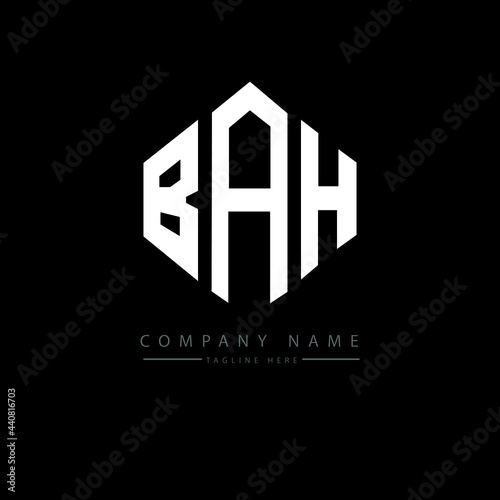 BAH letter logo design with polygon shape. BAH polygon logo monogram. BAH cube logo design. BAH hexagon vector logo template white and black colors. BAH monogram, BAH business and real estate logo. 