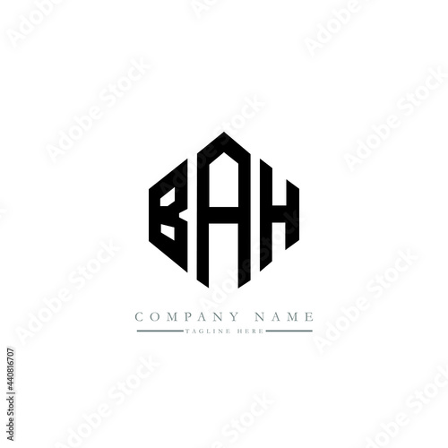 BAH letter logo design with polygon shape. BAH polygon logo monogram. BAH cube logo design. BAH hexagon vector logo template white and black colors. BAH monogram, BAH business and real estate logo. 
