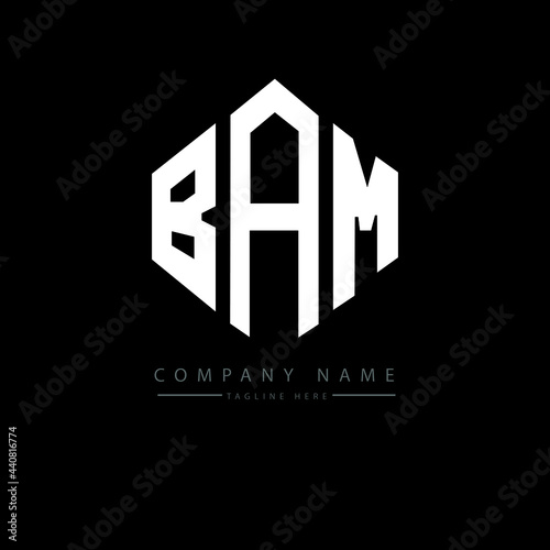 BAM letter logo design with polygon shape. BAM polygon logo monogram. BAM cube logo design. BAM hexagon vector logo template white and black colors. BAM monogram, BAM business and real estate logo. 