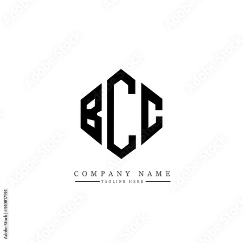 BCC letter logo design with polygon shape. BCC polygon logo monogram. BCC cube logo design. BCC hexagon vector logo template white and black colors. BCC monogram, BCC business and real estate logo.  photo