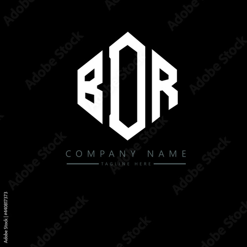 BDR letter logo design with polygon shape. BDR polygon logo monogram. BDR cube logo design. BDR hexagon vector logo template white and black colors. BDR monogram, BDR business and real estate logo.  photo