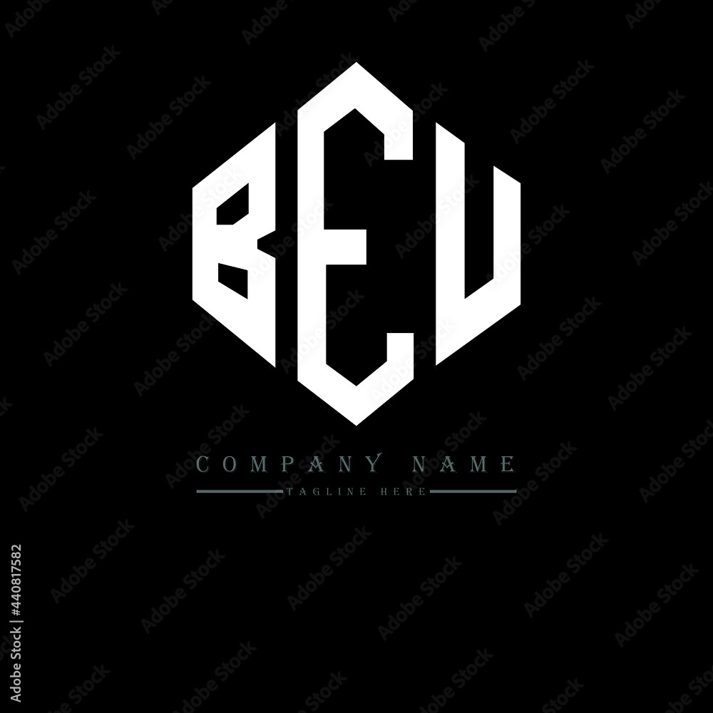 BEU letter logo design with polygon shape. BEU polygon logo monogram. BEU cube logo design. BEU hexagon vector logo template white and black colors. BEU monogram, BEU business and real estate logo. 
