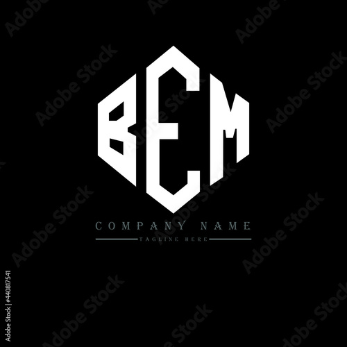 BEM letter logo design with polygon shape. BEM polygon logo monogram. BEM cube logo design. BEM hexagon vector logo template white and black colors. BEM monogram  BEM business and real estate logo. 