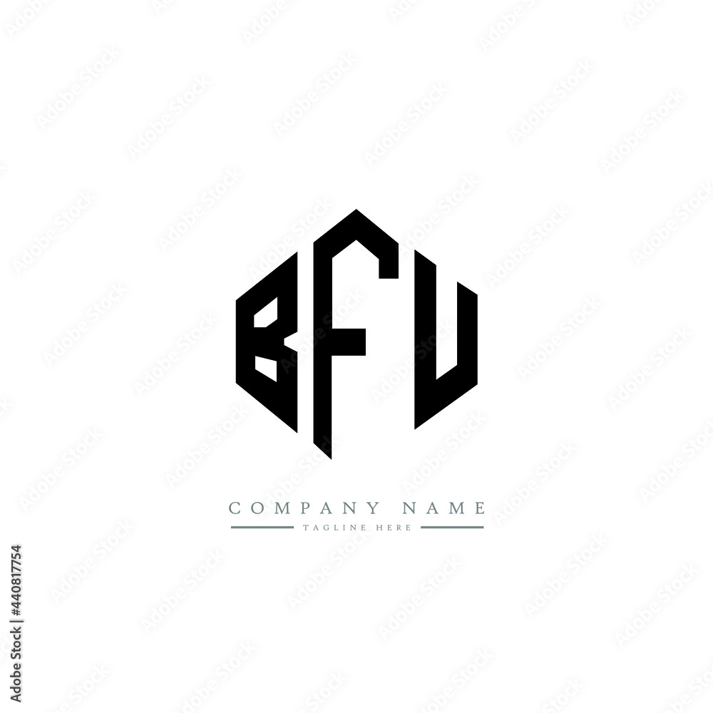 BFU letter logo design with polygon shape. BFU polygon logo monogram. BFU cube logo design. BFU hexagon vector logo template white and black colors. BFU monogram, BFU business and real estate logo. 