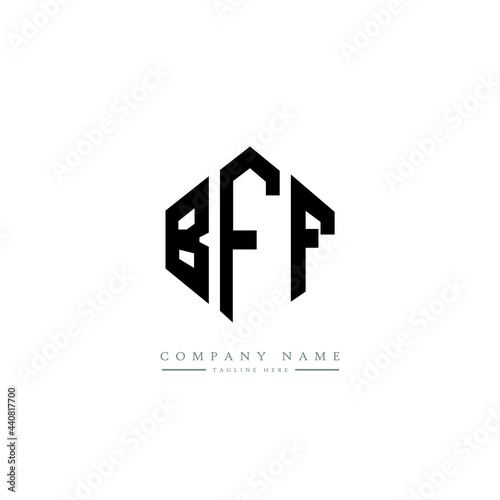 BFF letter logo design with polygon shape. BFF polygon logo monogram. BFF cube logo design. BFF hexagon vector logo template white and black colors. BFF monogram, BFF business and real estate logo. 