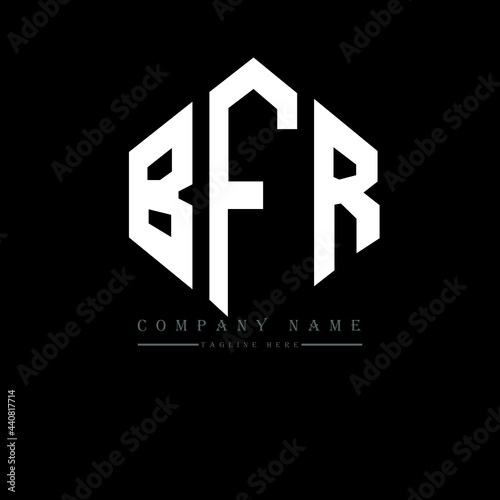 BFR letter logo design with polygon shape. BFR polygon logo monogram. BFR cube logo design. BFR hexagon vector logo template white and black colors. BFR monogram, BFR business and real estate logo.  photo