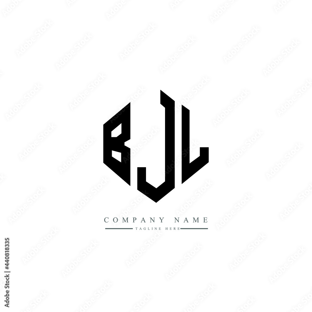 BJL letter logo design with polygon shape. BJL polygon logo monogram. BJL cube logo design. BJL hexagon vector logo template white and black colors. BJL monogram, BJL business and real estate logo. 