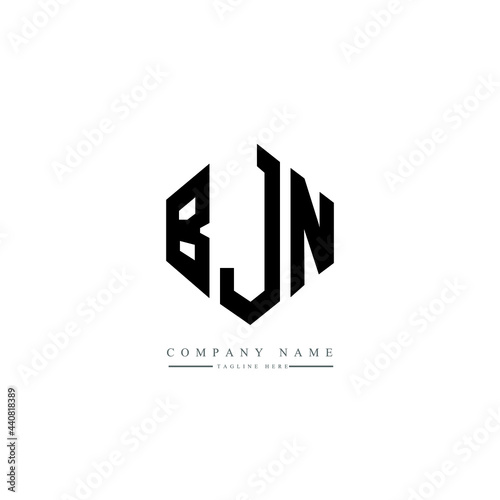 BJN letter logo design with polygon shape. BJN polygon logo monogram. BJN cube logo design. BJN hexagon vector logo template white and black colors. BJN monogram, BJN business and real estate logo. 