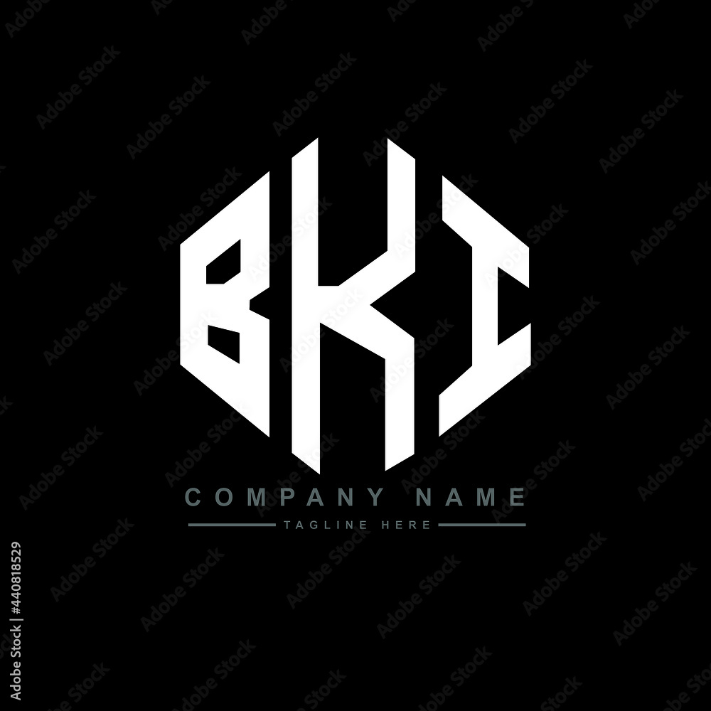 BKI letter logo design with polygon shape. BKI polygon logo monogram. BKI cube logo design. BKI hexagon vector logo template white and black colors. BKI monogram, BKI business and real estate logo. 