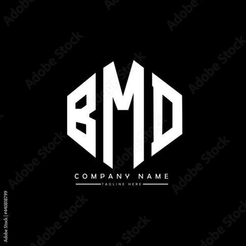 BMD letter logo design with polygon shape. BMD polygon logo monogram. BMD cube logo design. BMD hexagon vector logo template white and black colors. BMD monogram, BMD business and real estate logo.  photo