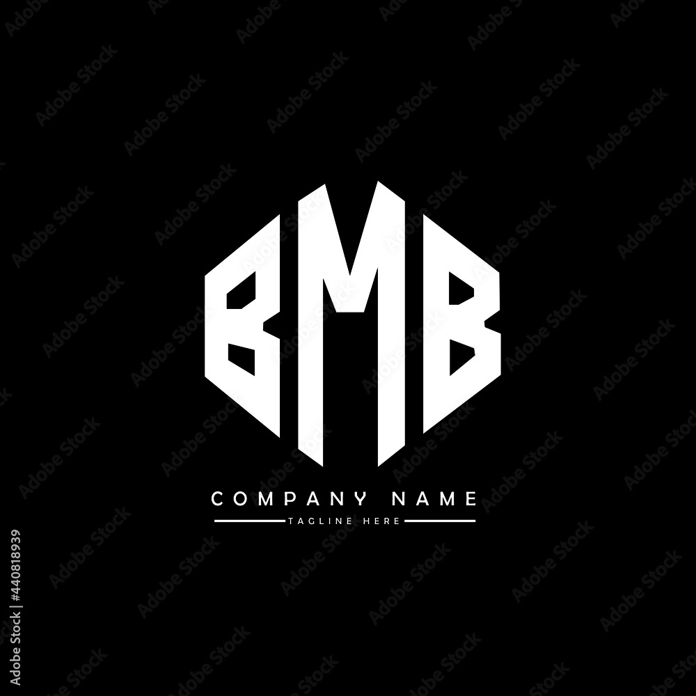 BMB letter logo design with polygon shape. BMB polygon logo monogram. BMB cube logo design. BMB hexagon vector logo template white and black colors. BMB monogram, BMB business and real estate logo. 