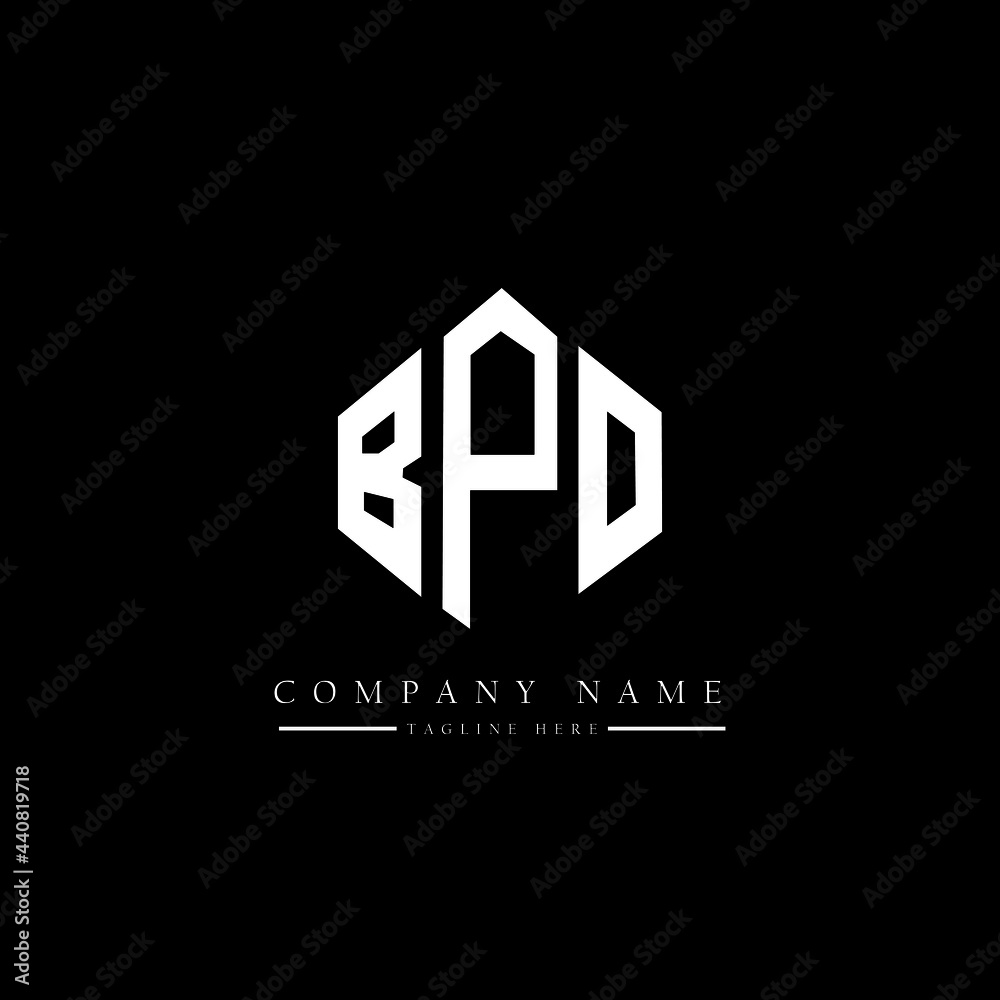 BPO letter logo design with polygon shape. BPO polygon logo monogram. BPO cube logo design. BPO hexagon vector logo template white and black colors. BPO monogram, BPO business and real estate logo. 