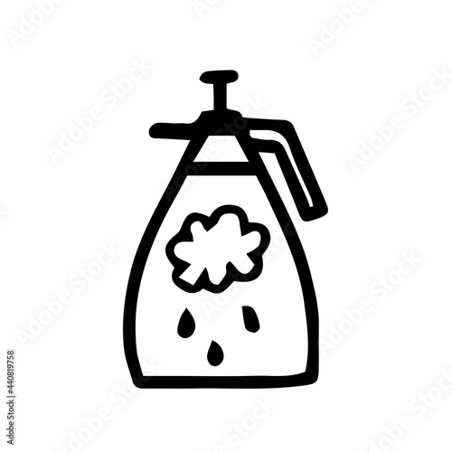 Spray bottle icon. Vector illustration of a sprayer for the garden. Hand drawn garden spray gun.