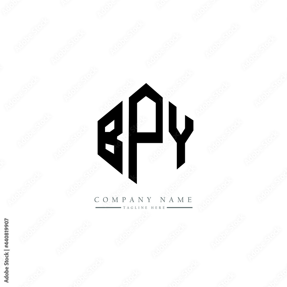 BPY letter logo design with polygon shape. BPY polygon logo monogram. BPY cube logo design. BPY hexagon vector logo template white and black colors. BPY monogram, BPY business and real estate logo. 