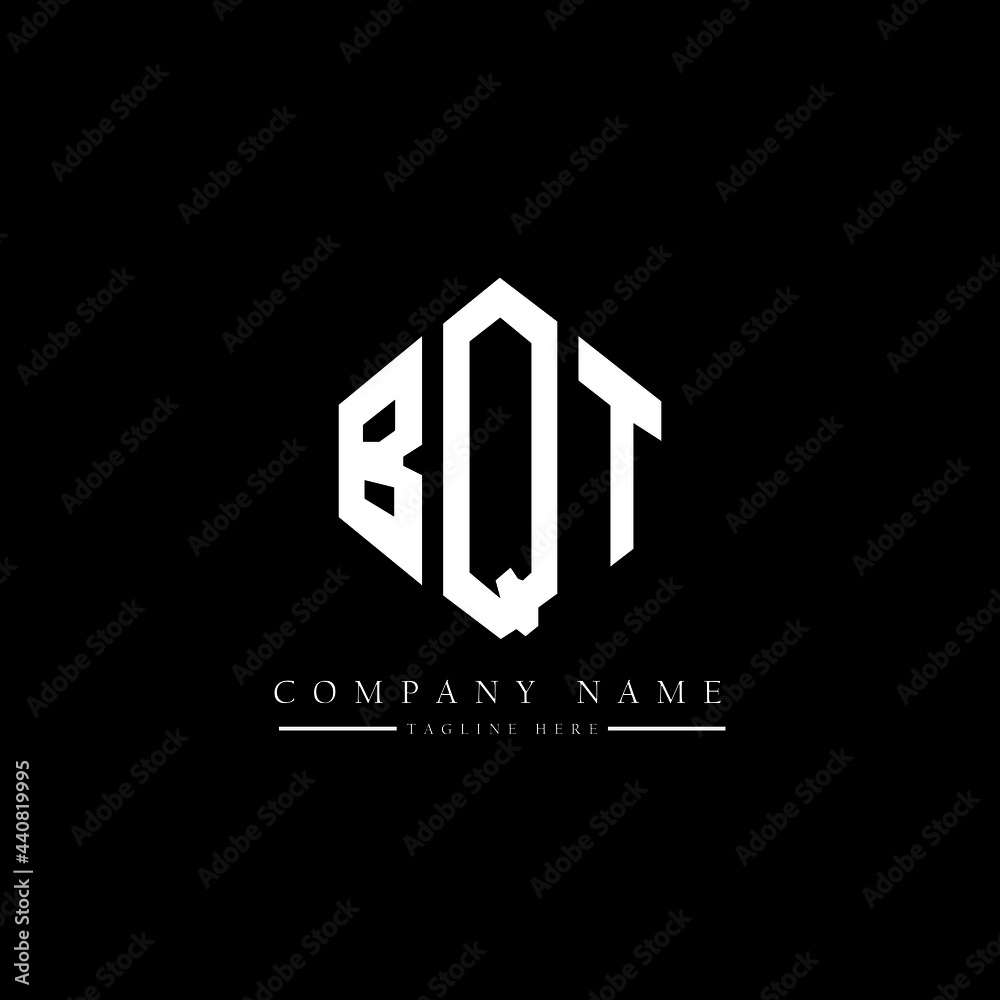 BQT letter logo design with polygon shape. BQT polygon logo monogram. BQT cube logo design. BQT hexagon vector logo template white and black colors. BQT monogram, BQT business and real estate logo. 