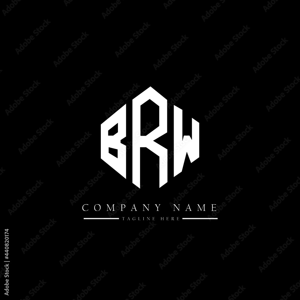 BRW letter logo design with polygon shape. BRW polygon logo monogram