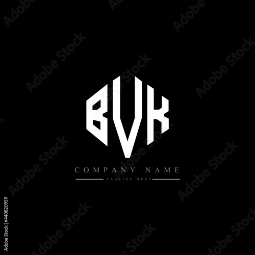 BVK letter logo design with polygon shape. BVK polygon logo monogram. BVK cube logo design. BVK hexagon vector logo template white and black colors. BVK monogram, BVK business and real estate logo. 