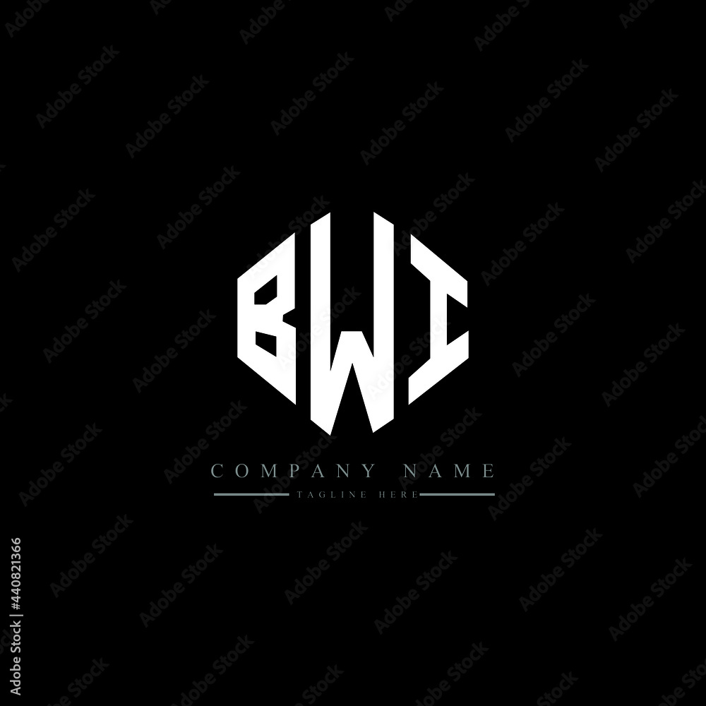 BWI letter logo design with polygon shape. BWI polygon logo monogram