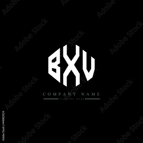 BXV letter logo design with polygon shape. BXV polygon logo monogram. BXV cube logo design. BXV hexagon vector logo template white and black colors. BXV monogram  BXV business and real estate logo. 
