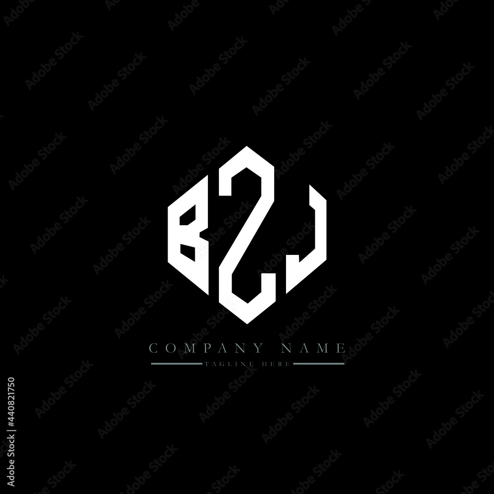 Obraz premium BZJ letter logo design with polygon shape. BZJ polygon logo monogram. BZJ cube logo design. BZJ hexagon vector logo template white and black colors. BZJ monogram, BZJ business and real estate logo. 
