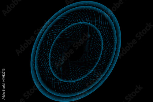 Circle Dashed Dots Blue Gradient Ring Light Space Background